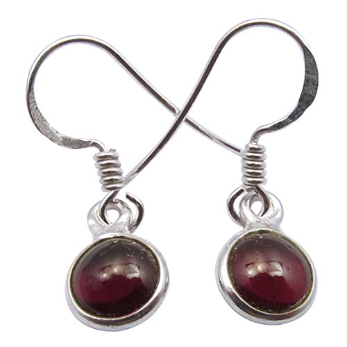 SilverStarJewel Granat Januar Geburtstein Ohrringe 2,8 cm Fünfter Mai Förderung Sterling Silber Stein Geschenk von SilverStarJewel