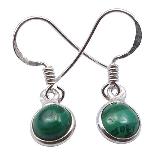 SilverStarJewel Malachit Haken Ohrringe 2,8 cm Ladies Schmuck 925 Rein Silber von SilverStarJewel