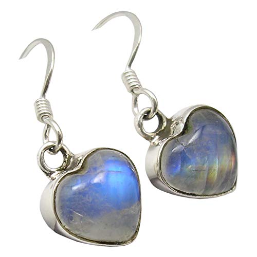SilverStarJewel Massive Sterling Silber Regenbogen Mondstein baumeln Ohrringe 2,8 cm 3,5 Gramm von SilverStarJewel
