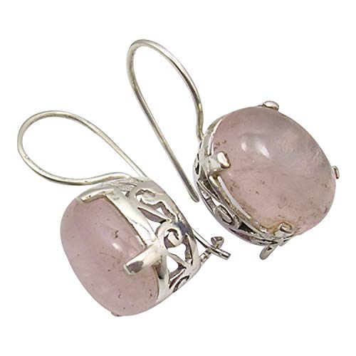 SilverStarJewel Massive Sterling Silber Rosa Rosenquarz Ohrringe 2,8 cm Hochzeitsgeschenk von SilverStarJewel