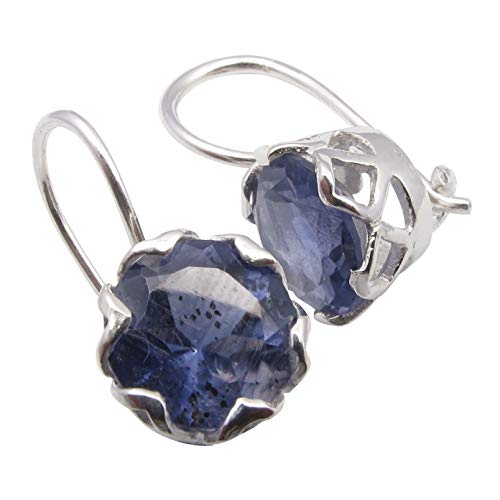 SilverStarJewel Massive Sterling Silber Violett Iolith Zinke Einstellung Ohrringe 1,8 cm Gedenktag Beste Verkäufe von SilverStarJewel