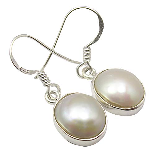 SilverStarJewel Massive Sterling Silber echte Cabochon Perle Juni Geburtstein Ohrringe 2,8 cm SilverStarJewel Massive Sterling Silber echte Cabochon Perle Juni Geburtstein Ohrringe 2,8 cm von SilverStarJewel