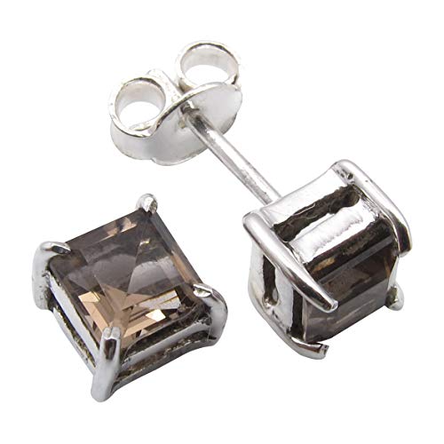SilverStarJewel Massive Sterling Silber geschnittene Rauchquarz Ohrringe 0,5 cm Modeschmuck von SilverStarJewel