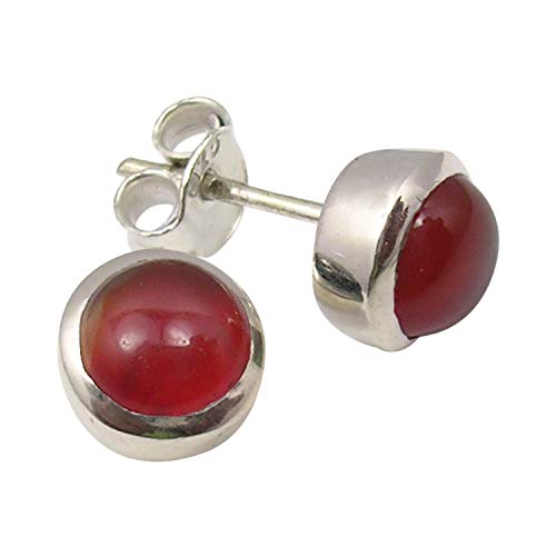 SilverStarJewel Massiver Sterling Silber Karneol tcw 1,8 Ohrstecker 0,8 cm Muttertag Verkauft Hergestellt in Indien von SilverStarJewel