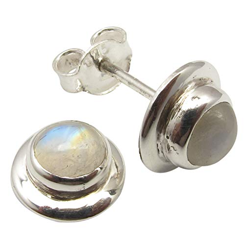 SilverStarJewel Massiver Sterling Silber Regenbogen Mondstein tcw 1,8 Ohrringe 1 cm 2,7 Gramm von SilverStarJewel