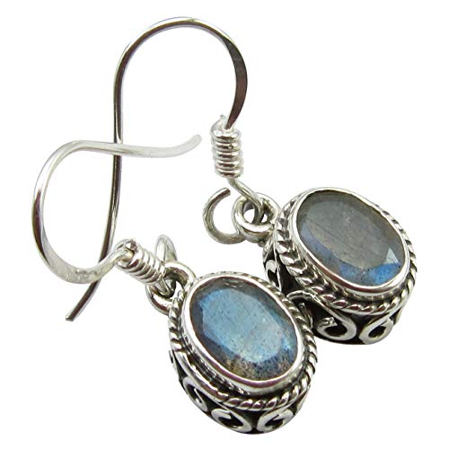 SilverStarJewel Massives Sterling Silber Blau Oval Labradorit tcw 2,0 Ohrringe 2,5 cm von SilverStarJewel