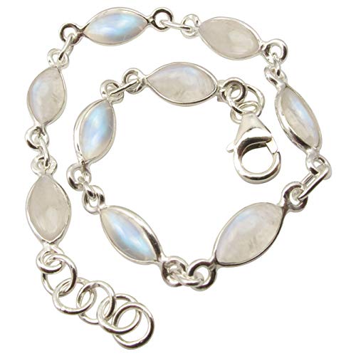 SilverStarJewel Massives Sterling Silber Regenbogen Mondstein Armband 20,07 cm Rabatt Schmuck Muttertag Verkauf von SilverStarJewel
