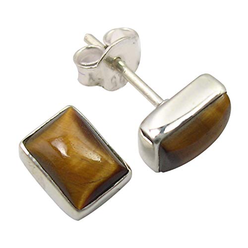 SilverStarJewel Massives Sterlingsilber 5 x 7 mm Tigerauge Ohrringe 0,8 cm Edelsteine Muttertag Große Verkäufe von SilverStarJewel
