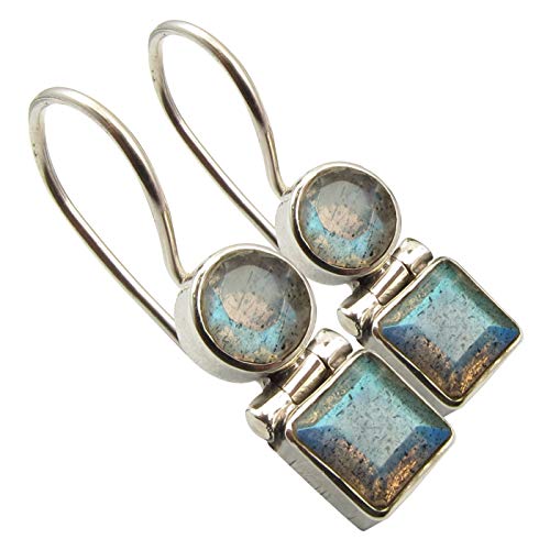 SilverStarJewel Modeschenkschmuck 925 Sterling Silber Labradorit Ohrringe 2,5 cm von SilverStarJewel