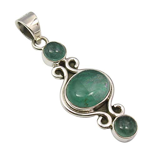 SilverStarJewel Muttertag Angebote heute Apatit Handarbeit Halskette Anhänger 4,3 cm 925 Silber handgefertigtes Geschenk von SilverStarJewel