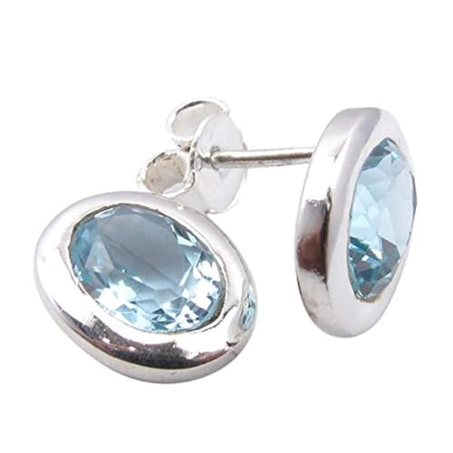 SilverStarJewel Natürliche 6 x 8 mm Blautopas Ohrstecker Ohrringe 1 cm Sterling Silber Bijoux SilverStarJewel Natürliche 6 x 8 mm Blautopas Ohrstecker Ohrringe 1 cm Sterling Silber Bijoux von SilverStarJewel