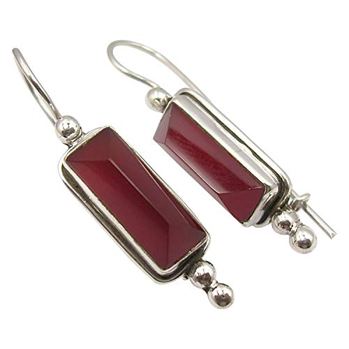 SilverStarJewel Natürliche Karneol Ohrringe 3,8 cm Sterling Silber handgemachtes Geschenk Frühlingsferien In Silber von SilverStarJewel