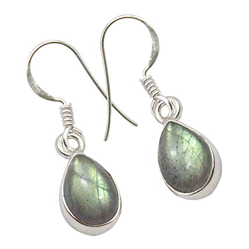 SilverStarJewel Natürliche Labradorit Ohrringe 2,8 cm 0,925 Solid Silber Neuer Stein von SilverStarJewel