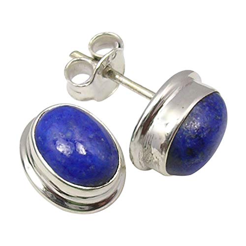 SilverStarJewel Natürliche Marineblau Lapislazuli Ohrringe 1,3 cm 925 Solid Silber Kunstgeschenk von SilverStarJewel