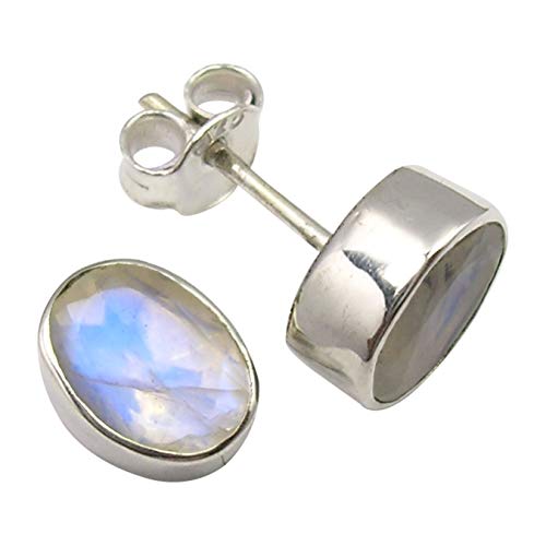 SilverStarJewel Natürliche Regenbogen Mondstein Ohrringe 1 cm 2,3 Gramm 925 Sterling Silber Mother’s Day Best Buy Sales von SilverStarJewel