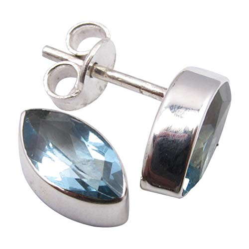 SilverStarJewel Original Blautopas Ohrringe 1 cm 925 Solid Silber Verlobungsgeschenk von SilverStarJewel