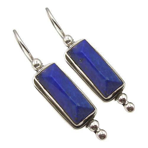 SilverStarJewel Original Navy Blau Rechteck Lapislazuli Ohrringe 3,8 cm 925 Solid Silber Gedenktag Heiße Angebote von SilverStarJewel