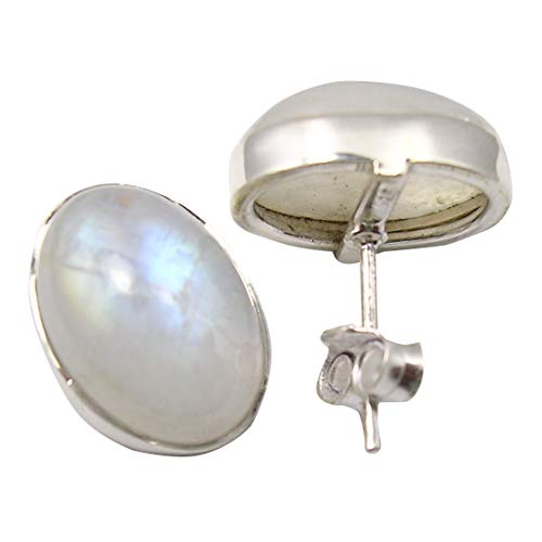 SilverStarJewel Original Regenbogen Mondstein Ohrringe 1,5 cm 925 Solid Silber Verlobungsgeschenk von SilverStarJewel