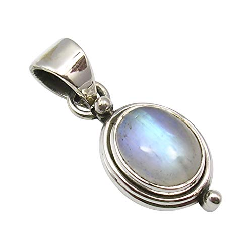 SilverStarJewel Oval Regenbogen Mondstein Anhänger 3 cm 925 Solid Sterling Silber Hochzeitsgeschenk von SilverStarJewel