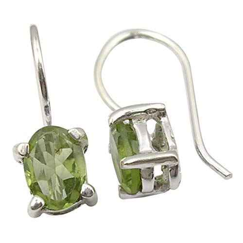 SilverStarJewel Ovale 5 x 7 mm facettierte Peridot Fünfter Mai Gute Angebote Ohrringe 1,8 cm 1,9 Gramm 925 Solid Silber von SilverStarJewel