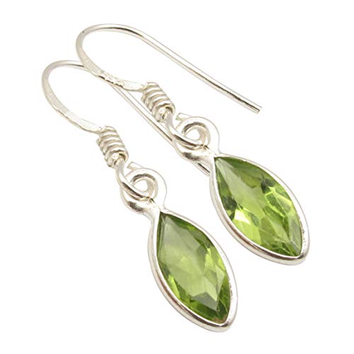 SilverStarJewel Peridot-Ohrringe aus 925er Sterlingsilber mit natürlichem Schliff 3 cm Neuer Schmuck von SilverStarJewel