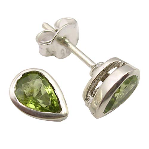 SilverStarJewel Peridot Ohrstecker 0,8 cm Hochzeitsschmuck massives Sterling Silber von SilverStarJewel