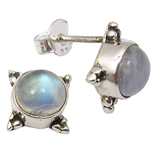SilverStarJewel Regenbogen Mondstein tcw 2,8 Ohrstecker 1,3 cm 925 Fein Silber Stone Gedenktag Die Geschenke Geschenk von SilverStarJewel
