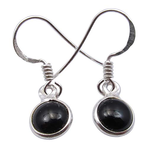 SilverStarJewel Runde Schwarze Onyx Ohrringe 2,8 cm Sterling Silber handgemachtes Geschenk von SilverStarJewel