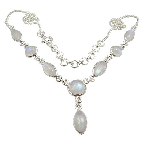 SilverStarJewel Silber Regenbogen Mondstein tcw 4,8 Halskette 18,5,1 cm Schmuck Muttertag Geschäfte mit Angeboten von SilverStarJewel