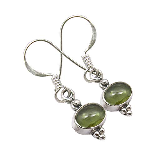 SilverStarJewel Sterling Silber 5 x 7 mm Peridot tcw 2,0 Ethnische Ohrringe 2,8 cm Steinschmuck von SilverStarJewel