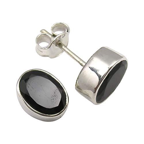 SilverStarJewel Sterling Silber 6 x 8 mm Schwarze Onyx Ohrstecker 1 cm Hochzeitsgeschenk von SilverStarJewel