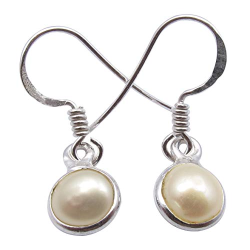 SilverStarJewel Sterling Silber 7 x 7 mm Perle Juni Geburtstein Ohrringe 2,8 cm Hochzeitsgeschenk Muttertag Verkauf von SilverStarJewel