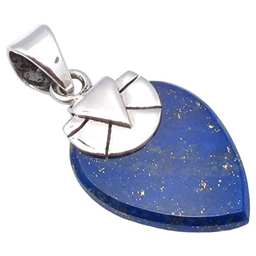 SilverStarJewel Sterling Silber Lapislazuli tcw 9,0 Flacher Anhänger 3 cm Edelsteinschmuck von SilverStarJewel
