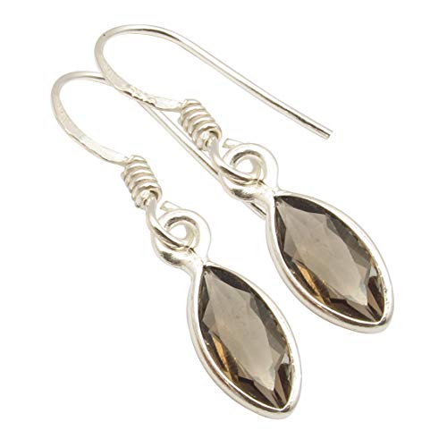 SilverStarJewel Sterling Silber Rauchquarz Ohrringe 3 cm Damen Geschenk Schmuck von SilverStarJewel