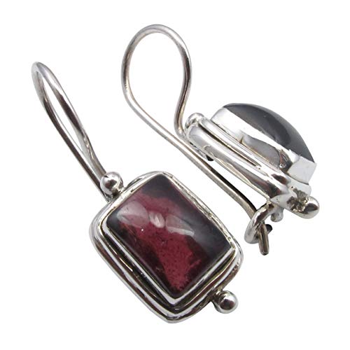 SilverStarJewel Sterling Silber Rot Granat Januar Geburtstein Ohrringe 2,5 cm Handgefertigte Geschenk von SilverStarJewel