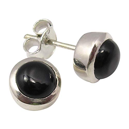 SilverStarJewel Sterling Silber Schwarz Onyx Ohrstecker Ohrringe 0,8 cm Kombinierter Versand von SilverStarJewel