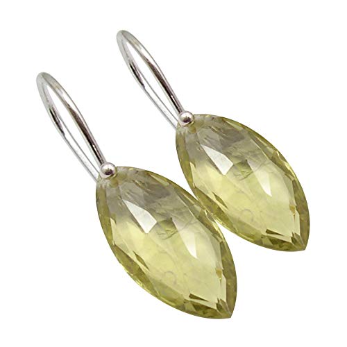 SilverStarJewel Zitronenquarz Ohrringe 3,3 cm 925 massives Sterling Silber Neue Kunst Frühlingsferien Nach Deals von SilverStarJewel