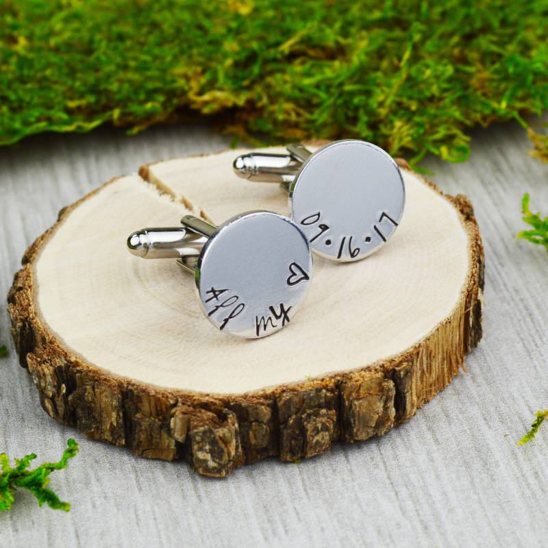 Alle Meine Herz-Manschettenknöpfe Mit Benutzerdefinierte Datum - Hand Gestempelt Bräutigam Geschenk Hochzeitstag von SilverStatements