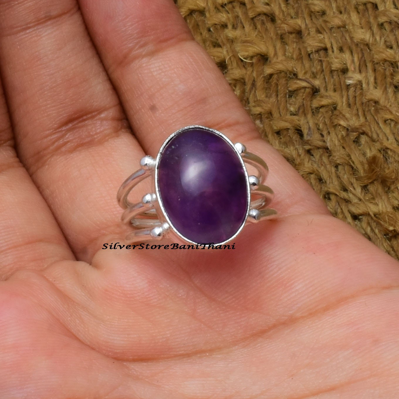 Amethyst Ring, 925 Sterling Silber Handgemachter Lila Stein Natürlicher Schöner Boho Geschenk Für Frauen von SilverStoreBaniThani