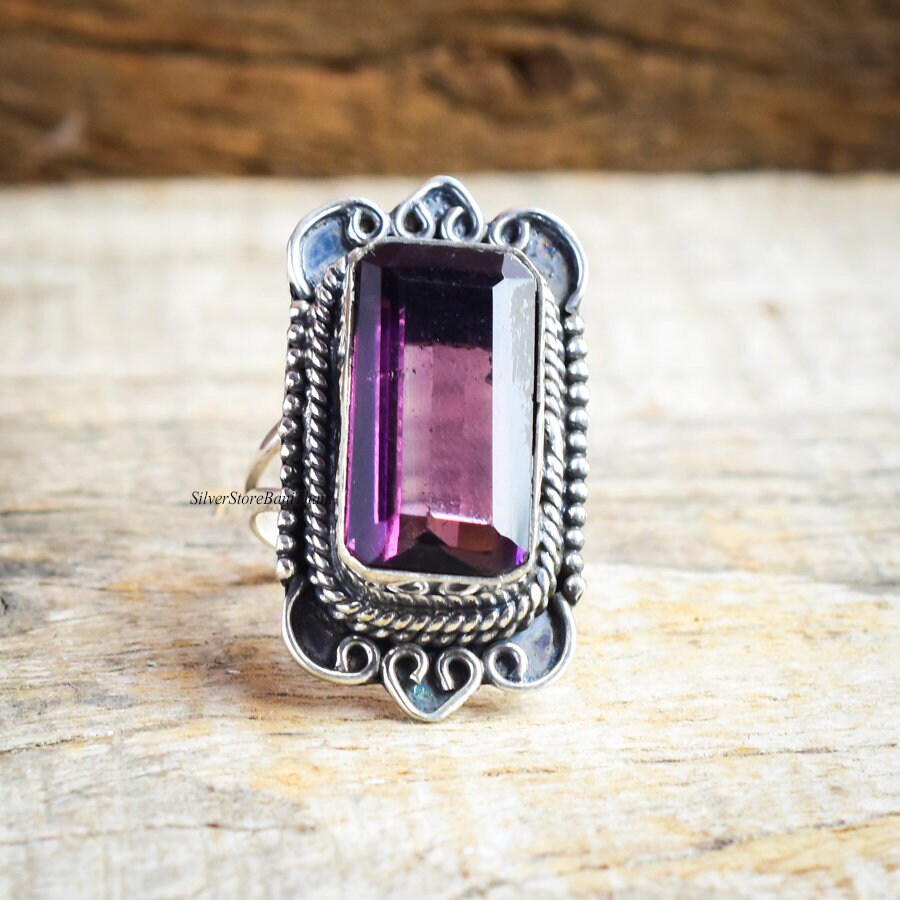 Amethyst Ring, 925 Sterling Silber Versprechen Kissen Form Schmuck, Naturstein Statement Etsy Schmuck von SilverStoreBaniThani