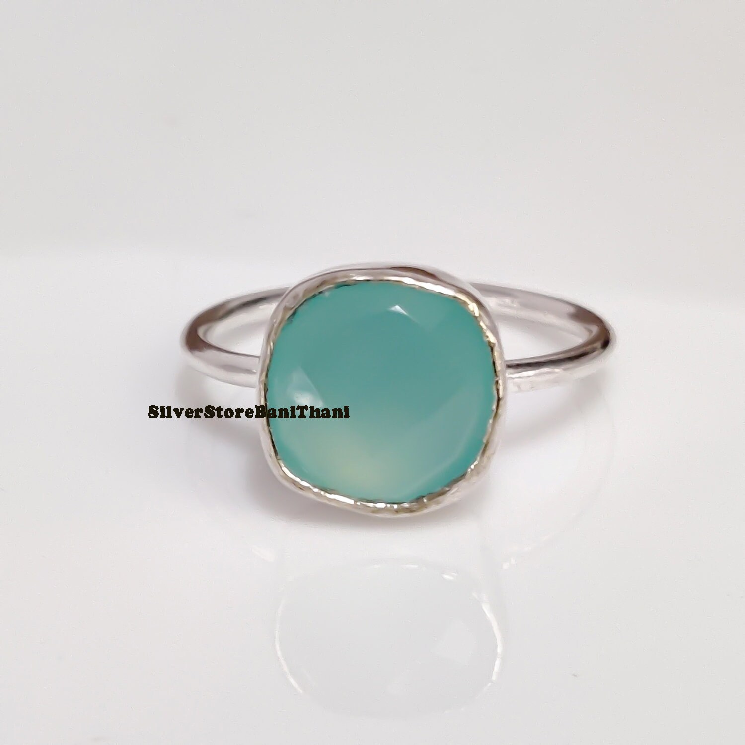 Aqua Chalcedon Ring, 925 Sterling Silber Handgemachter Edelstein Natürlicher Stein Geschenk Für Verlobung von SilverStoreBaniThani