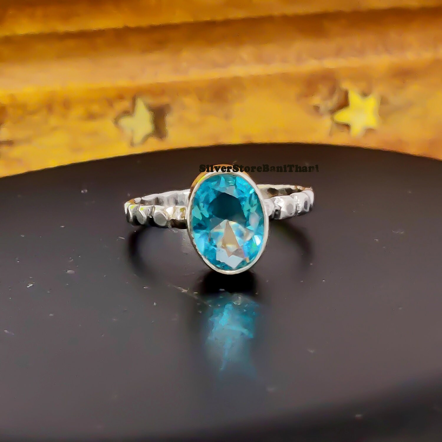 Blauer Topas Ring, 925 Sterling Silber Handgemachter Statement Edelstein Schmuck, Stein Neujahr Geschenke von SilverStoreBaniThani
