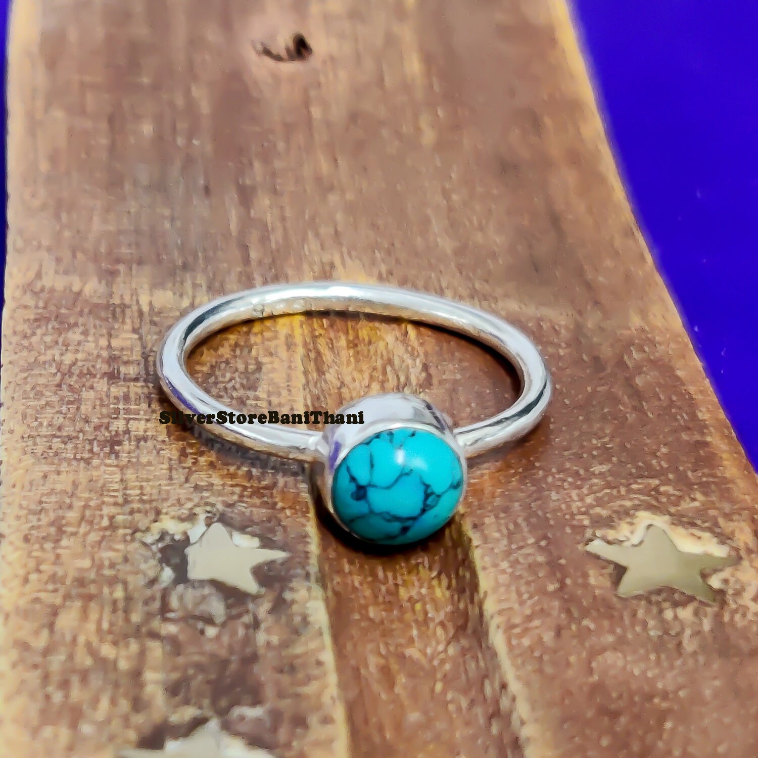 Blauer Türkis Ring, 925 Sterling Silber Boho Ring Mit Blauem Stein, Ehering, Schöner Silberschmuck, Neujahrsgeschenke von SilverStoreBaniThani