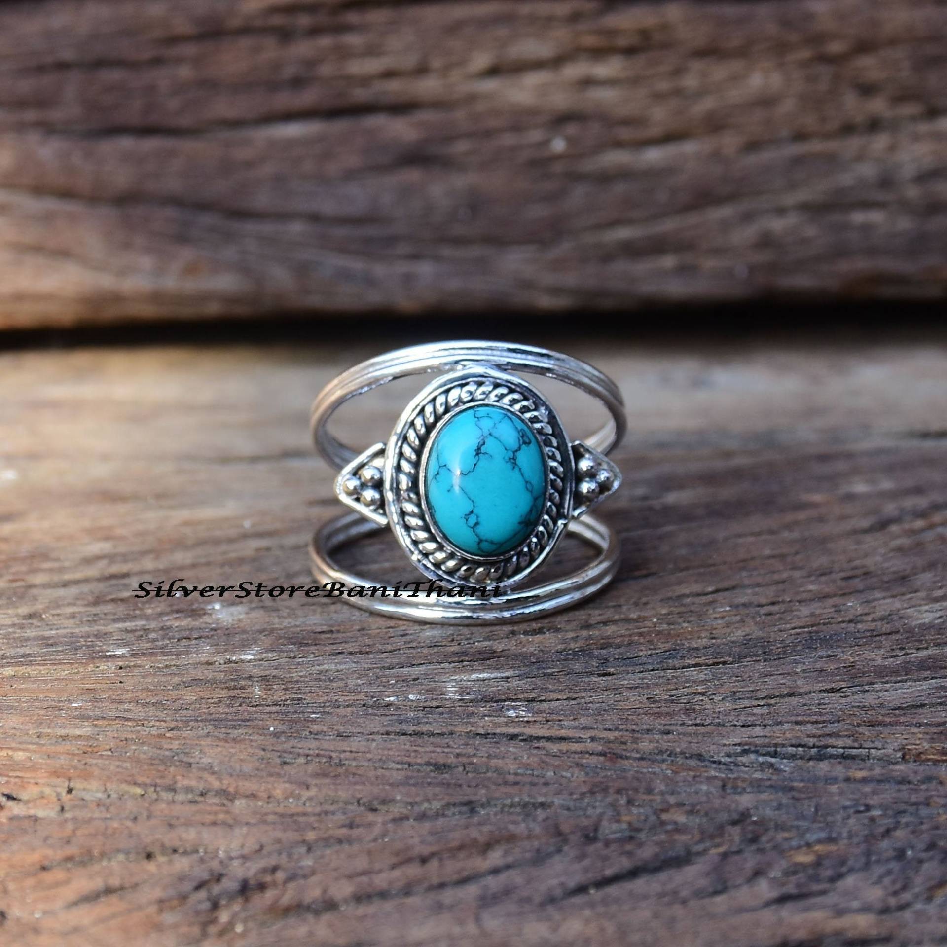 Blauer Türkis Ring, 925 Sterling Silber Handgemachter Statement Frauen Naturstein Etsy Geschenk Für von SilverStoreBaniThani