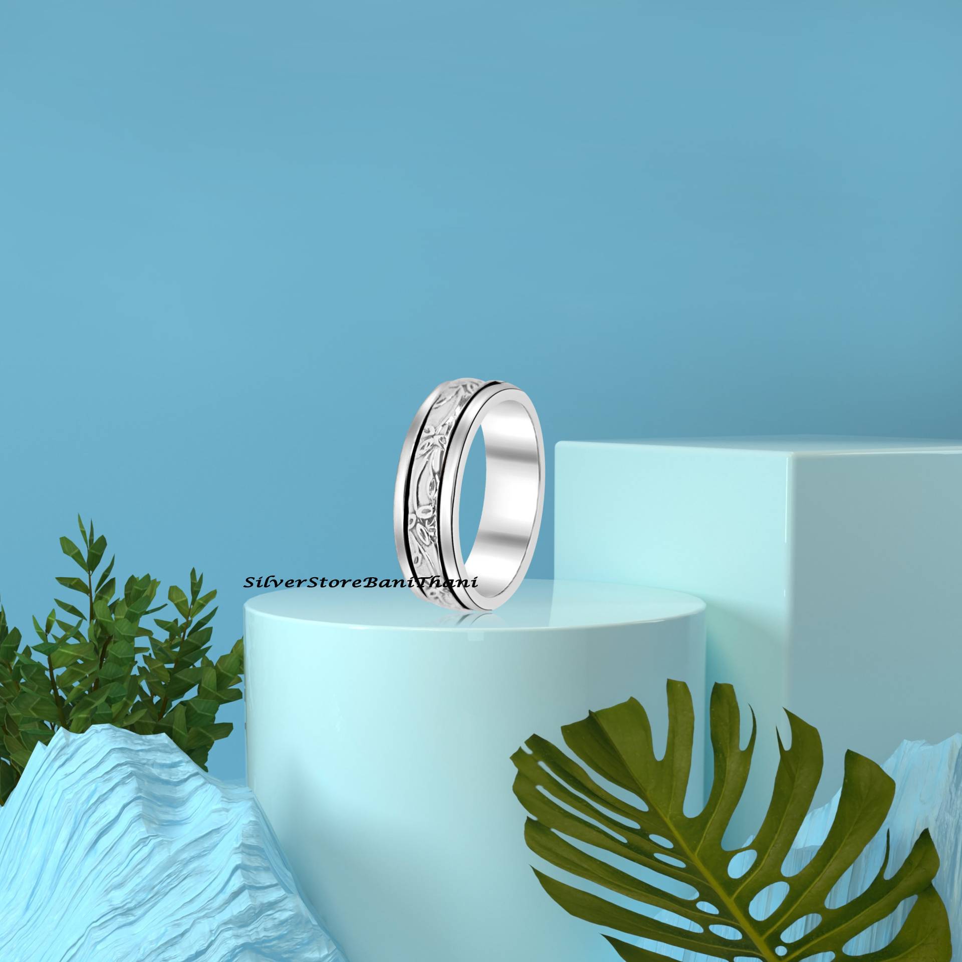 Blumen Spinner Ring, 925 Sterling Silber Versprechen Handgemachter Angst Geschenk Für Verlobung, Hochzeitsring, Sie von SilverStoreBaniThani