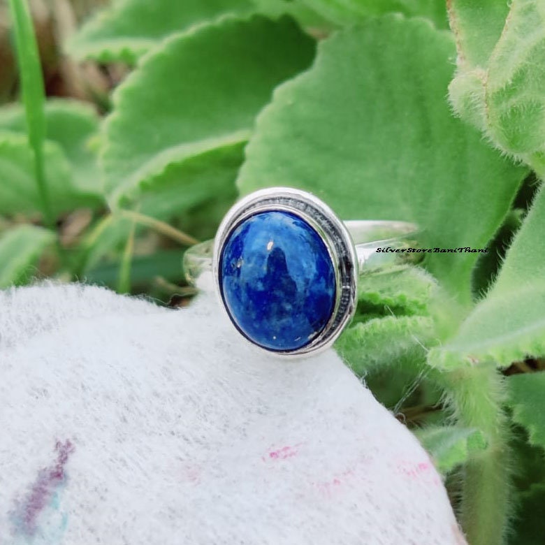 Echter Lapis Lazuli Ring, 925 Sterling Silber Statement Handgemachter Boho Frauen Accessoires, Schlichter Geschenk Für Sie von SilverStoreBaniThani