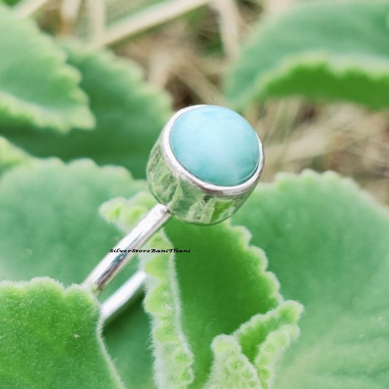 Echter Larimar Ring, 925 Sterling Silber Statement Schmuck, Handgemachter Boho Etsy Frauen Ring von SilverStoreBaniThani