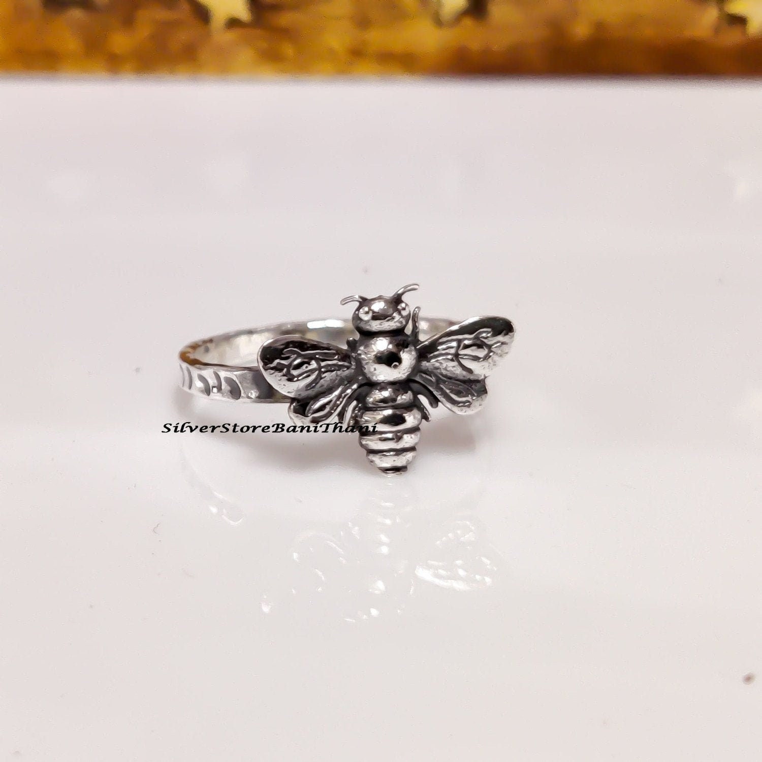 Honig Biene Ring, 925 Sterling Silber Meditation Handgefertigter Etsy Boho Schöner Schmuck, Geschenk Für Sie von SilverStoreBaniThani