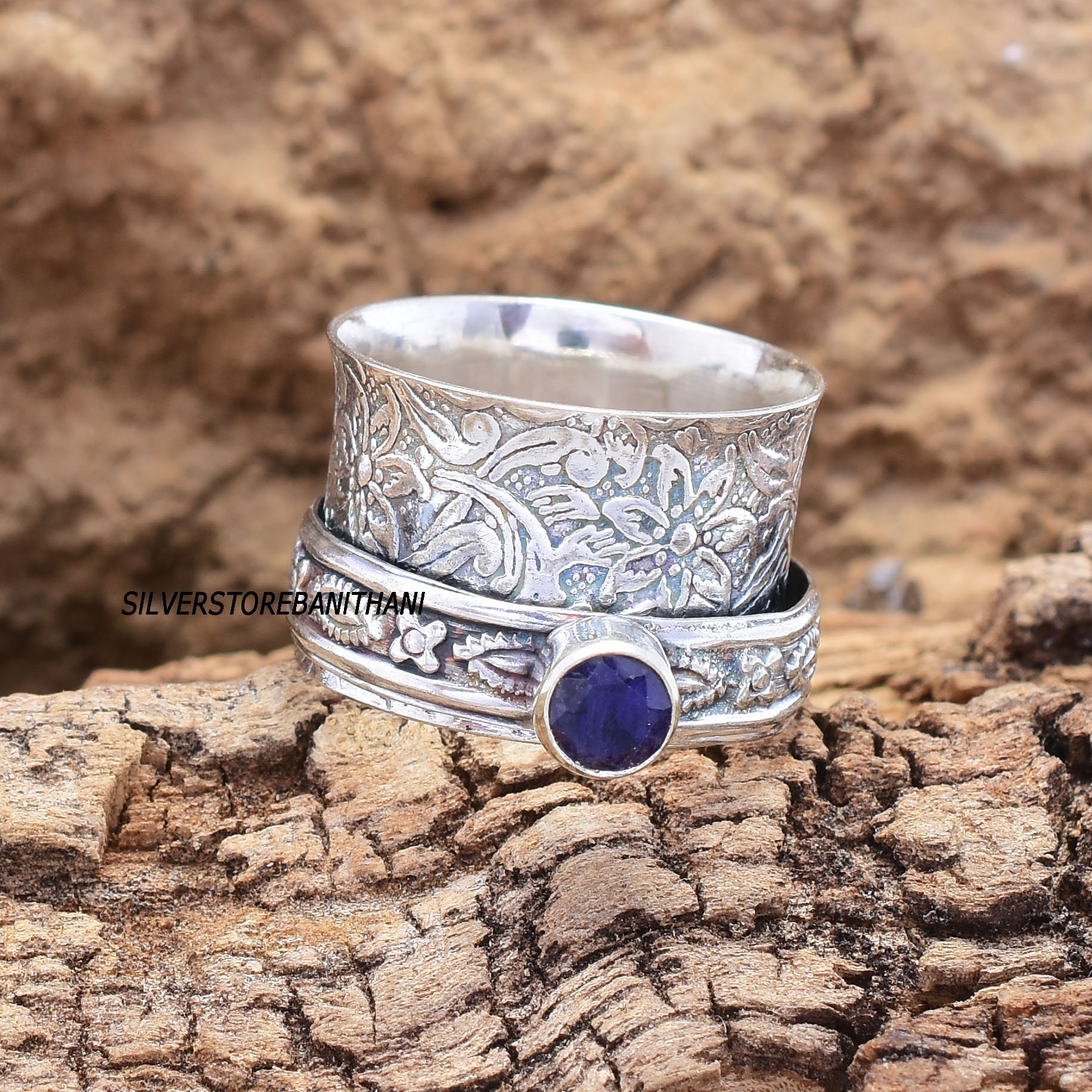 Lapis Lazuli Ring, 925 Sterling Silber Handgemachter Schmuck, Edelstein Naturstein Statement Ehering von SilverStoreBaniThani