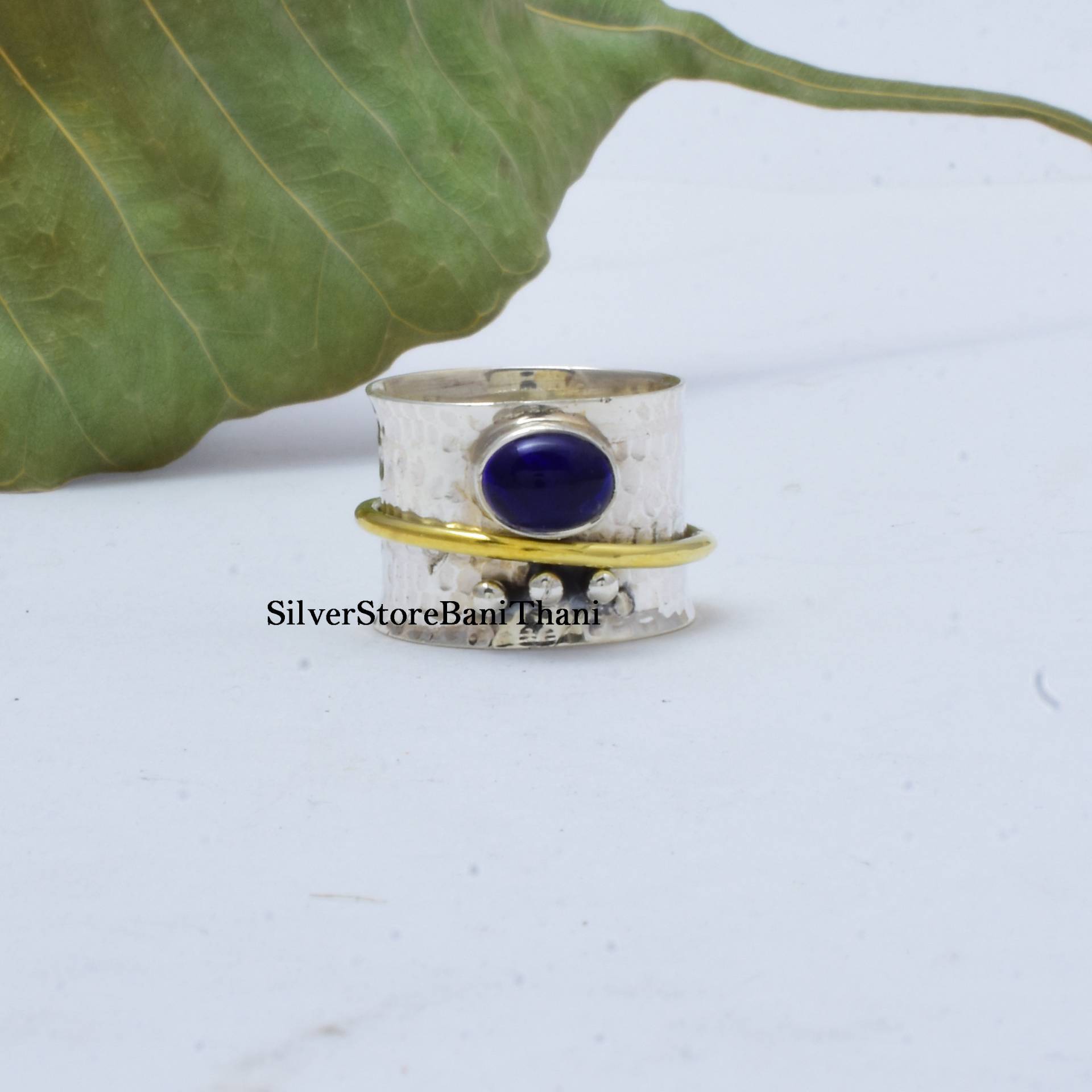 Lapis Lazuli Spinner Ring, 925 Sterling Silber Etsy Angst Handgemachter Spinning Geschenk Für Frauen, Ring von SilverStoreBaniThani